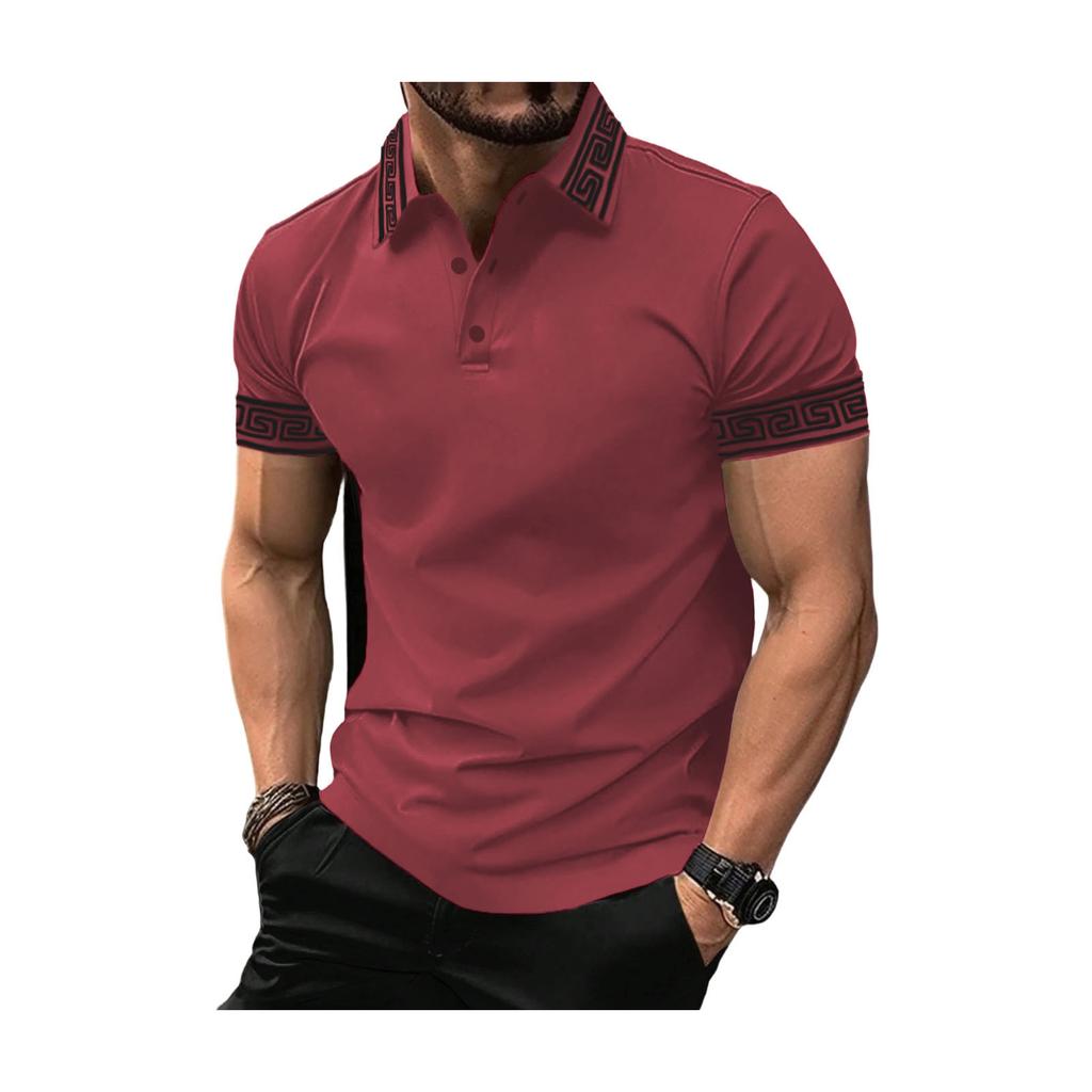 Men’s Short Sleeve Polo Shirt Classic Fit Soft Cotton Knit Top with Trim and Button Placket for Casual Wear