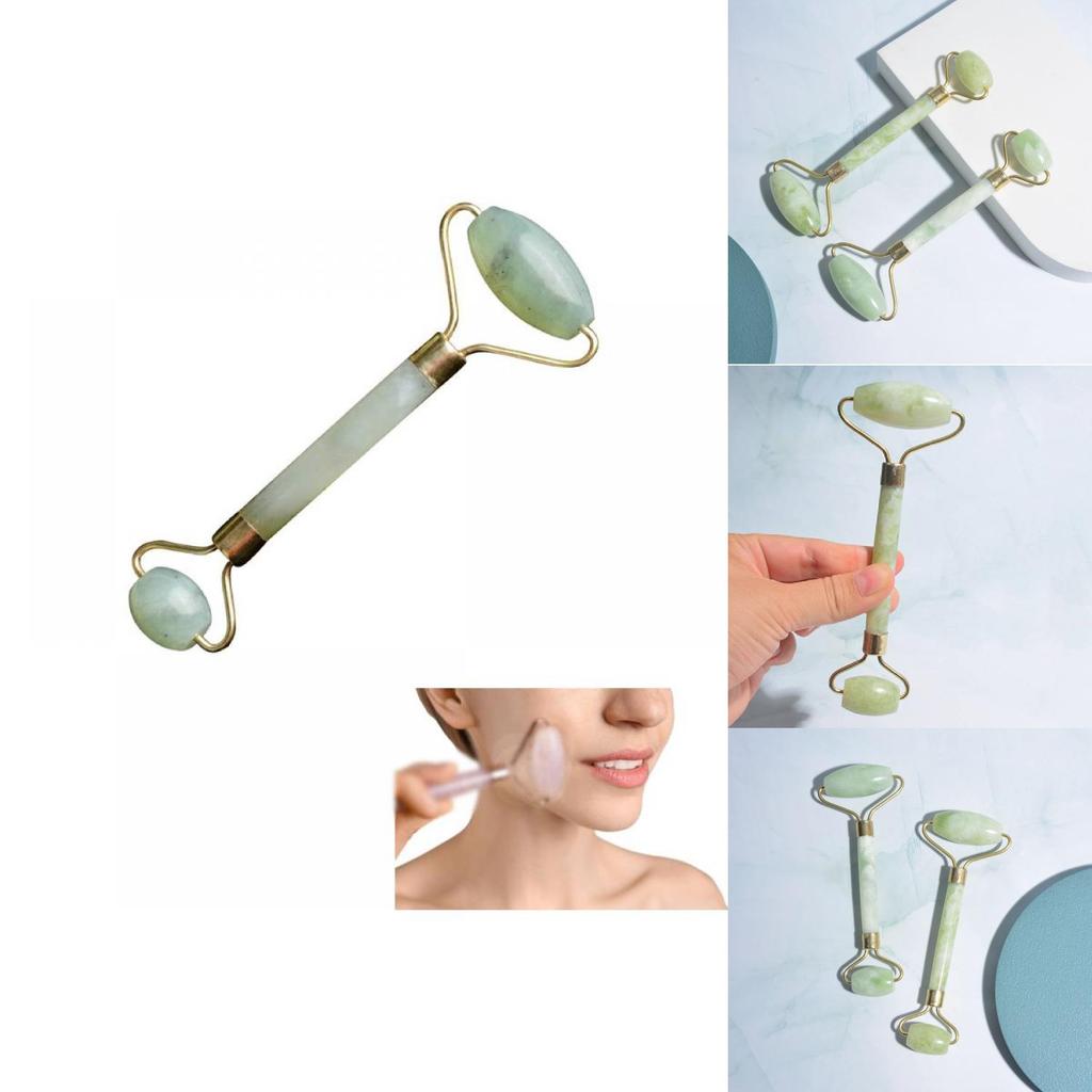 Exquisite White Flower Jade Facial Massage Roller Beauty Tool Face Massager