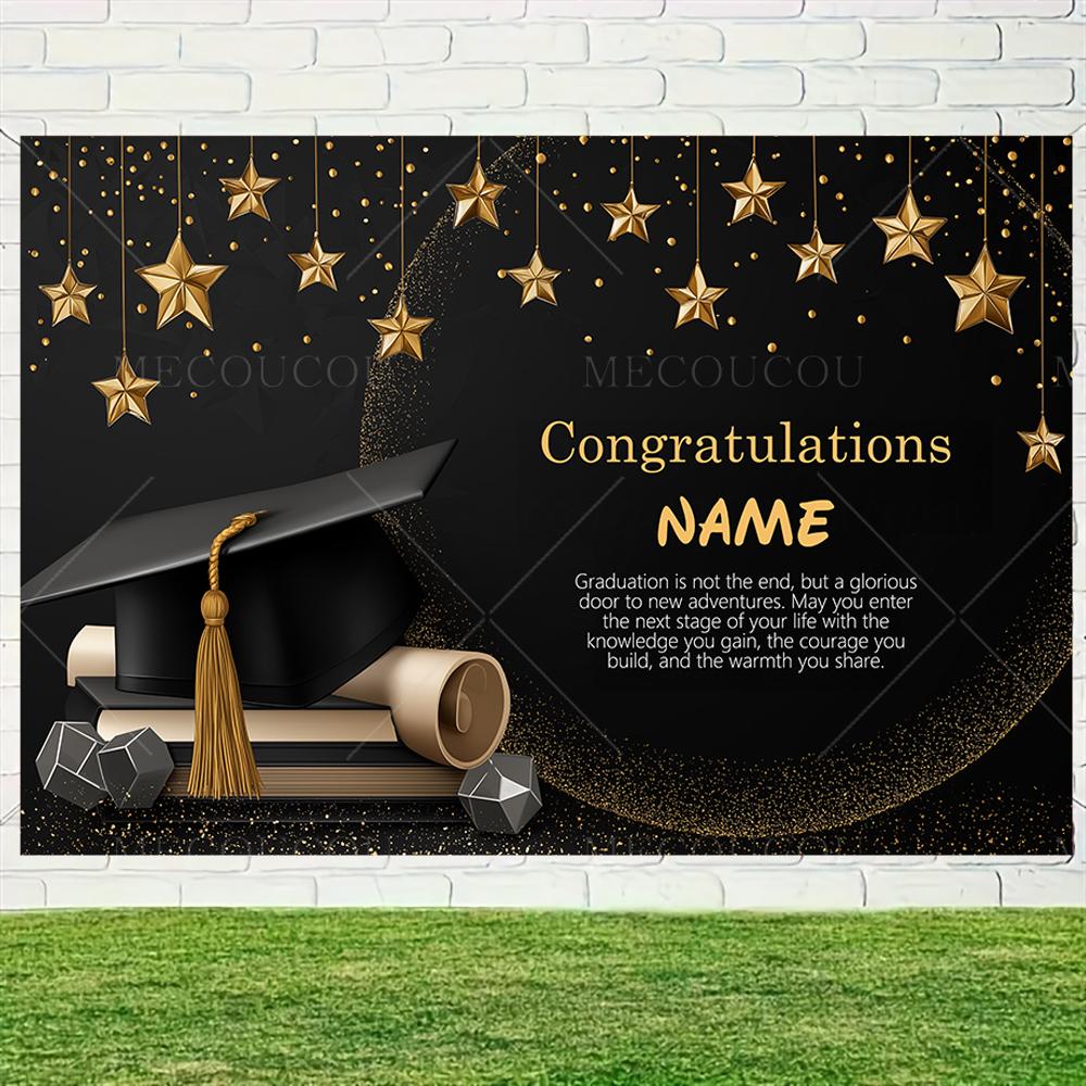 Graduate Themed Banner Customized Student Outdoor Garden Party Decorations Provided Portrait Photography Background Studio Props