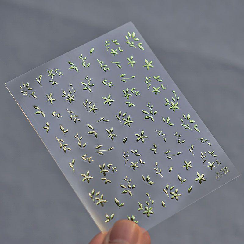 

Позолота Серебряные Листья Наклейки для Ногтей Tomoni Рельефные 3D Ретро Китайский Стиль Наклейки для Ногтей Украшения Green Gold Leaf 4376