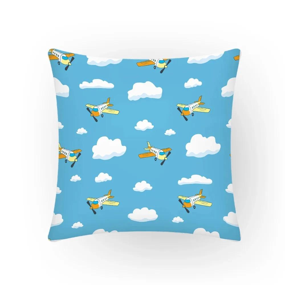 Bunter Innenraum Cartoon Flugzeug Druck Kunst Kissenbezug Heimdekoration Sofakissen Kissenbezug