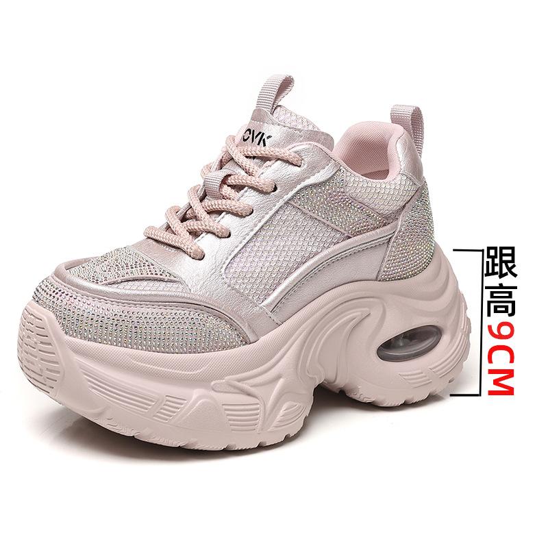 European station platform dad shoes women's 2025 autumn new fashion polished breathable mesh heightening sports and leisure shoes