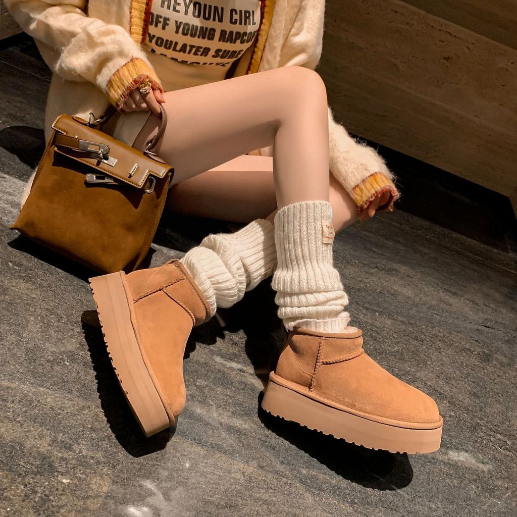 Sheepskin and fur integrated thick-soled snow boots winter 2025 winter new cotton shoes warm women's boots women's velvet short boots