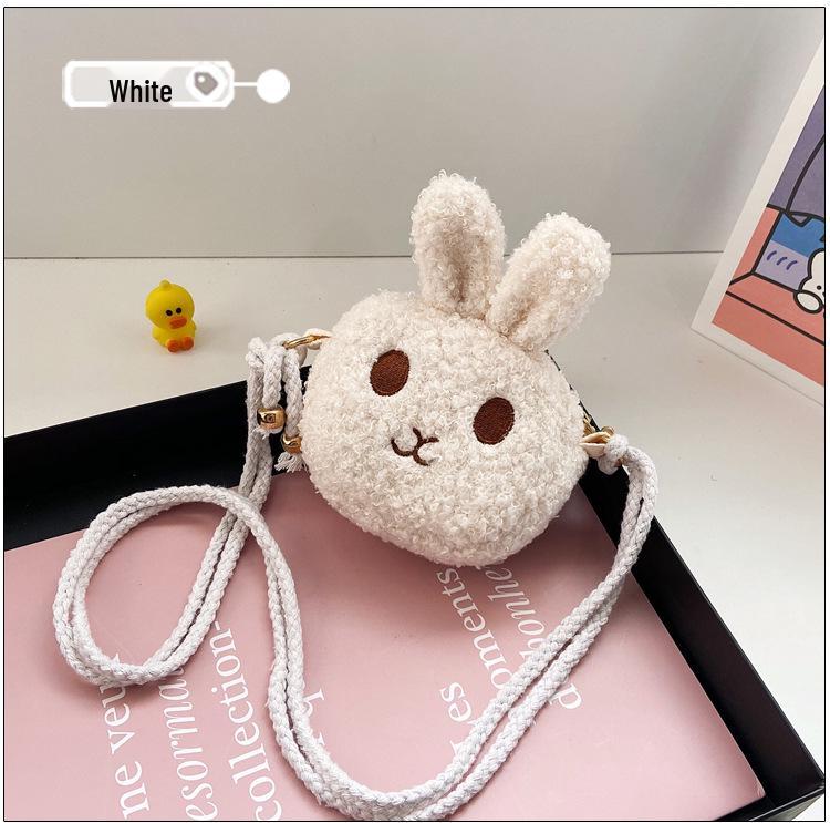 

Детская сумка кроссбоди из овечьей шерсти в виде кролика - Милая, модная, маленькая наплечная сумка для девочек белый