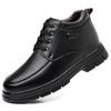 Winter new leather men's cotton leather shoes lace-up dad shoes thickened high-top cotton shoes first layer cowhide cotton shoes men
