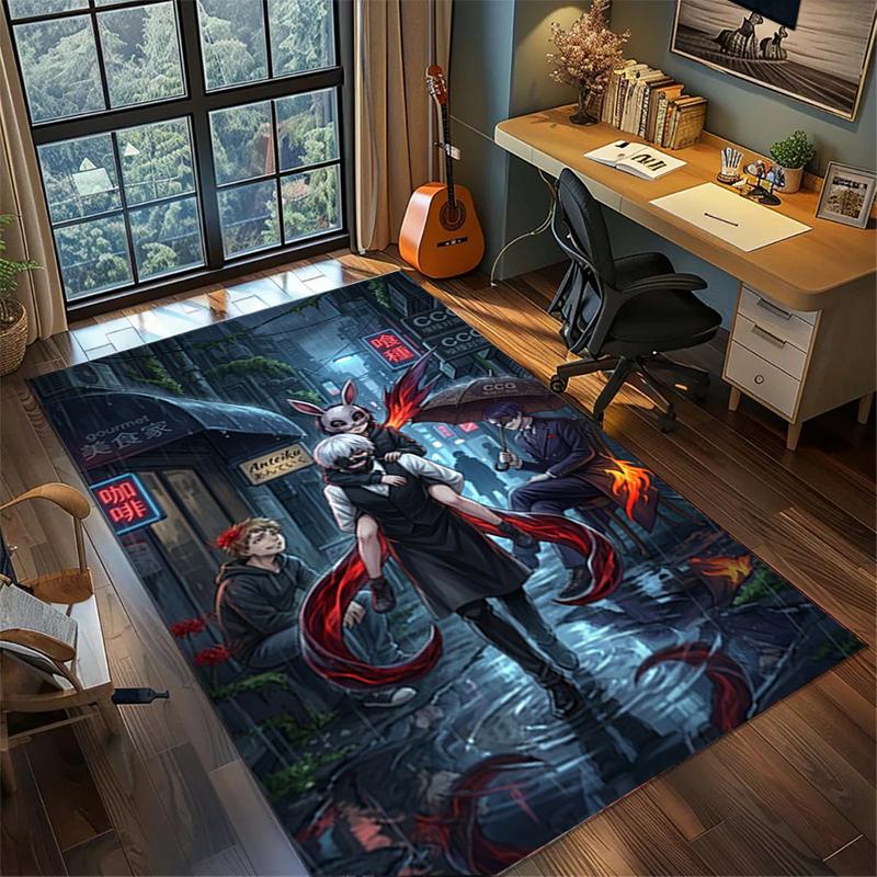 Large Area Floor Mat Rug "Tokyo Ghoul" Non Slip Washable Carpet Bedroom Gamer Room Decor—kwq100