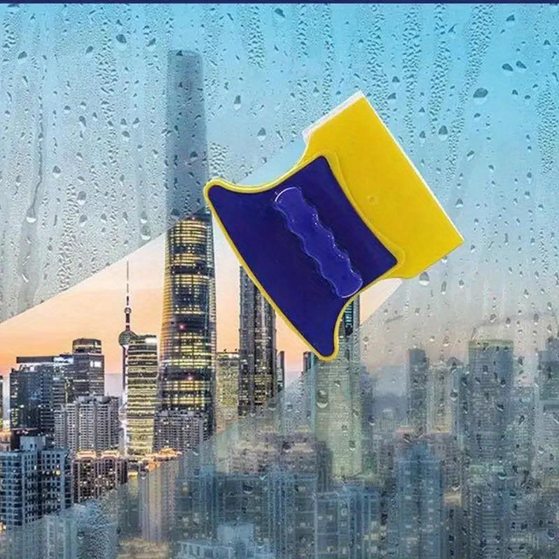 Strapazierfähiger Magnetischer Glasreiniger Doppelseitiger Wischer Haushaltsreinigung mit 1,2 m Seil Sicherheitsleine zum Waschen von Badezimmerfenstern