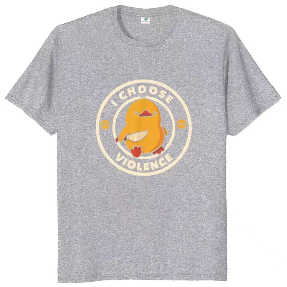 

Футболка «Я выбираю насилие» с надписью «Забавная утка и юмор», уличная одежда, большие повседневные футболки унисекс из 100% хлопка с круглым вырезом XL серый