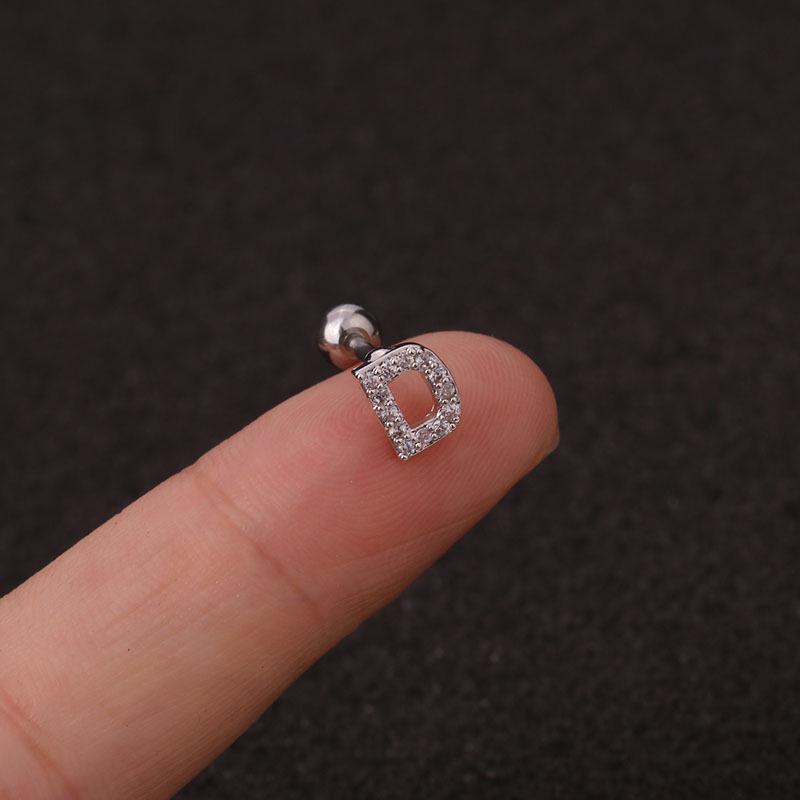 Trendy 26 Letters Tragus Cartilage Earring Women Exquisite Tiny Initial Alphabet Name Helix Earring Piercing Jewelry Gift