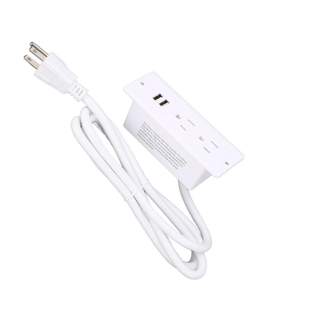 Conference Recessed Power Strip Table Furniture Outlet 2 AC Sockets 2 USB Ports 1.5m Cord