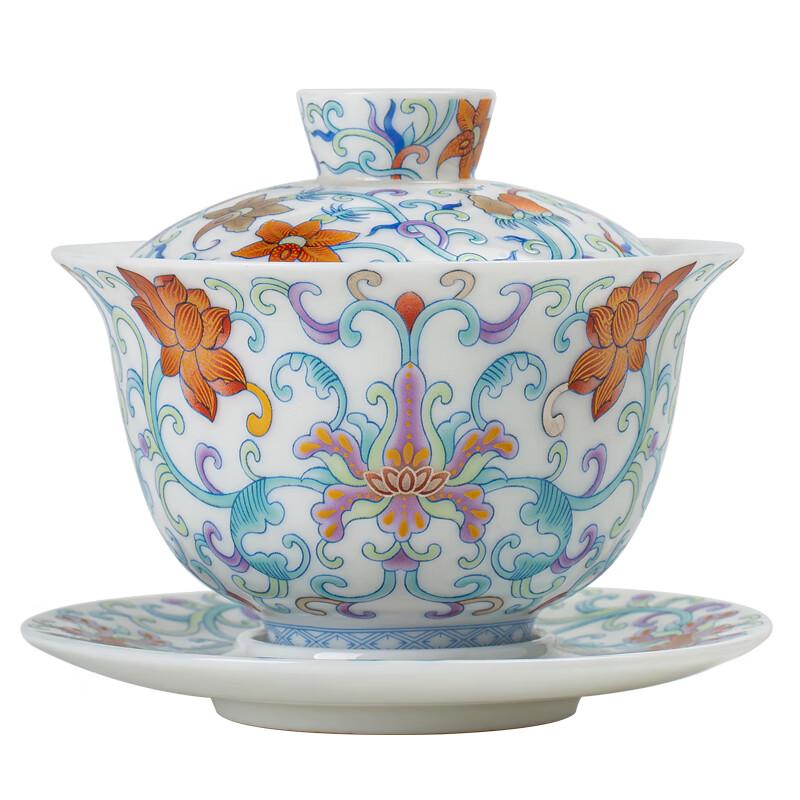 Simetang Hand-Painted Doucai Porcelain Gaiwan