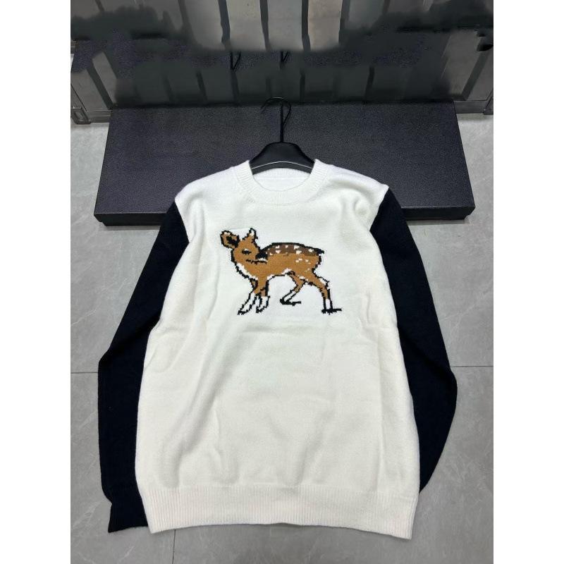 Xiang Family 2025 A/W Color Block Plum Blossom Deer Knit Pullover