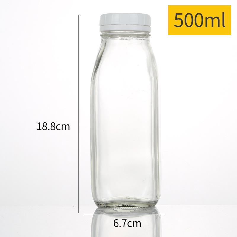Multi-size Square Glass Bottles for Milk, Yogurt, or Juice - Transparent & Large Capacity