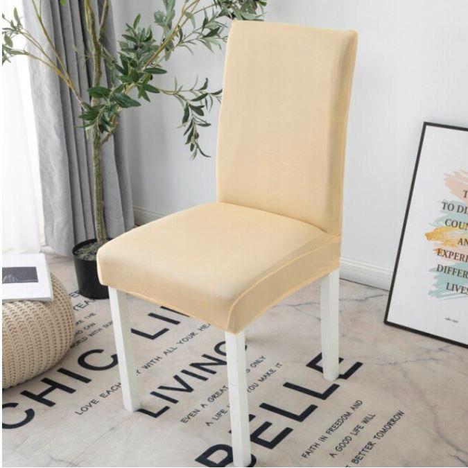 Beige Ecru Smooth Chair Cover Elastic