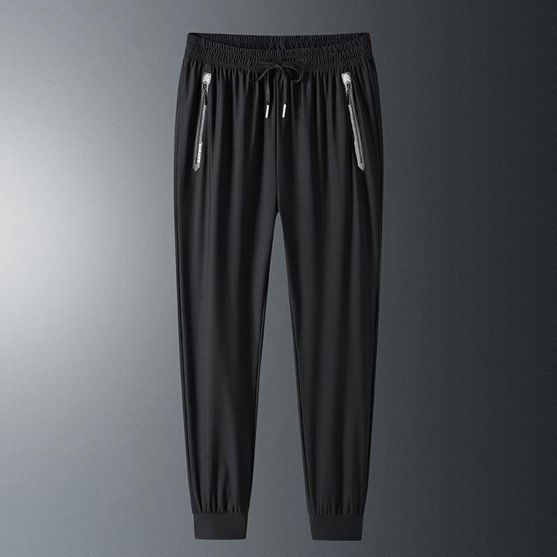 Summer new ice pants men's thin loose tied feet elastic trousers drape breathable casual men's sports pants