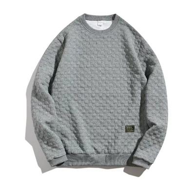 Herren Rundhals Pullover Langarm Kariert Locker Lässig Pullover Rundhals Oberteil