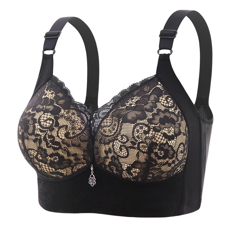 2024 Lace Floral Wire-Free Plus Size Bra with Sponge Cups