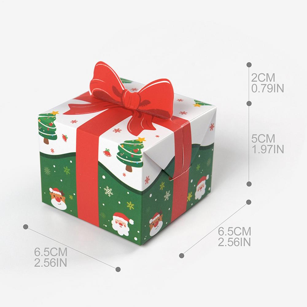 

10pcs/pack 3D Christmas Gift Box Red Bow Christmas Gift Packaging Paper Box Mini Christmas Folding Gift Container For Chocolate Others
