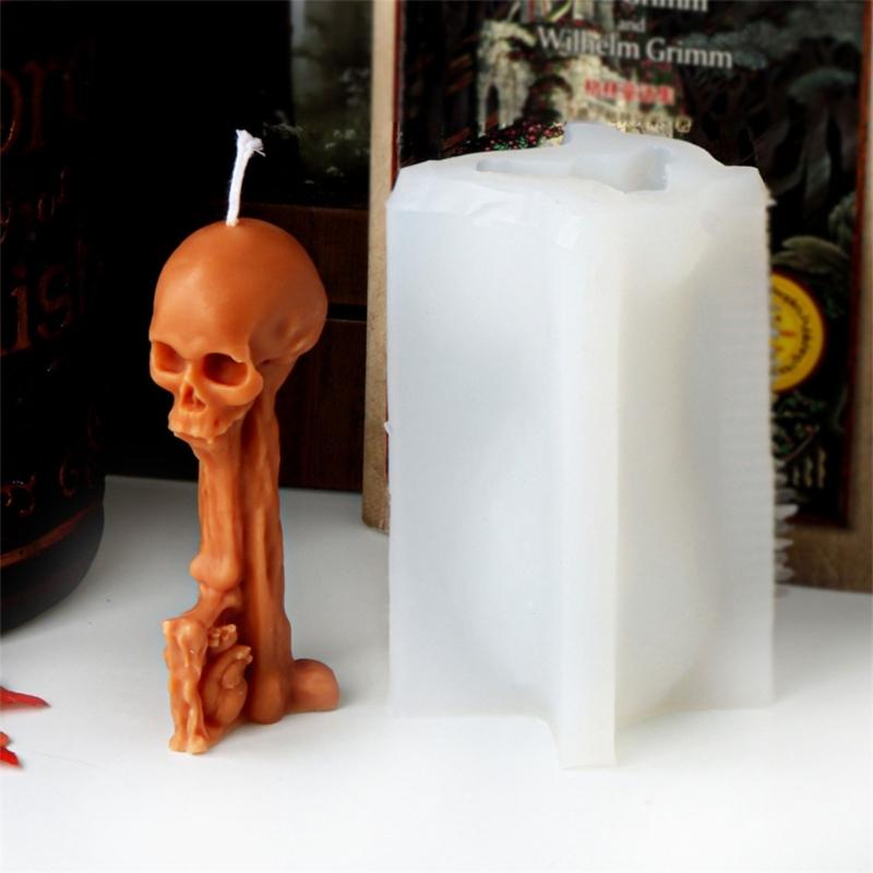 Skeleton Head Silicone Molds for Candle Soap Gypsum Decorations, Halloween Candle Molds for Making Halloween Present
