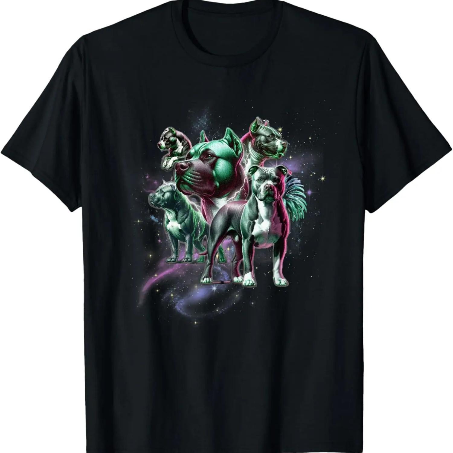 Galactic Pitbulls Space Pack Cosmic Dog Adventure Design T-Shirt S