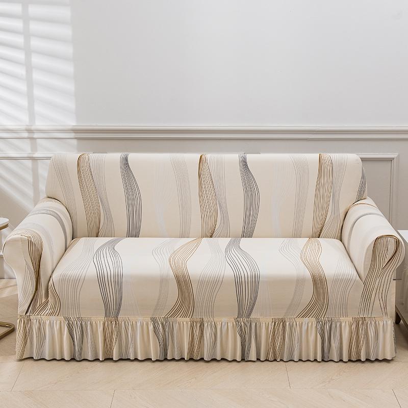 Printed Sofa Cover Stretch Couch Covers Patterned Slipcovers With Skirt Washable Spandex Furniture Protector For Living Room