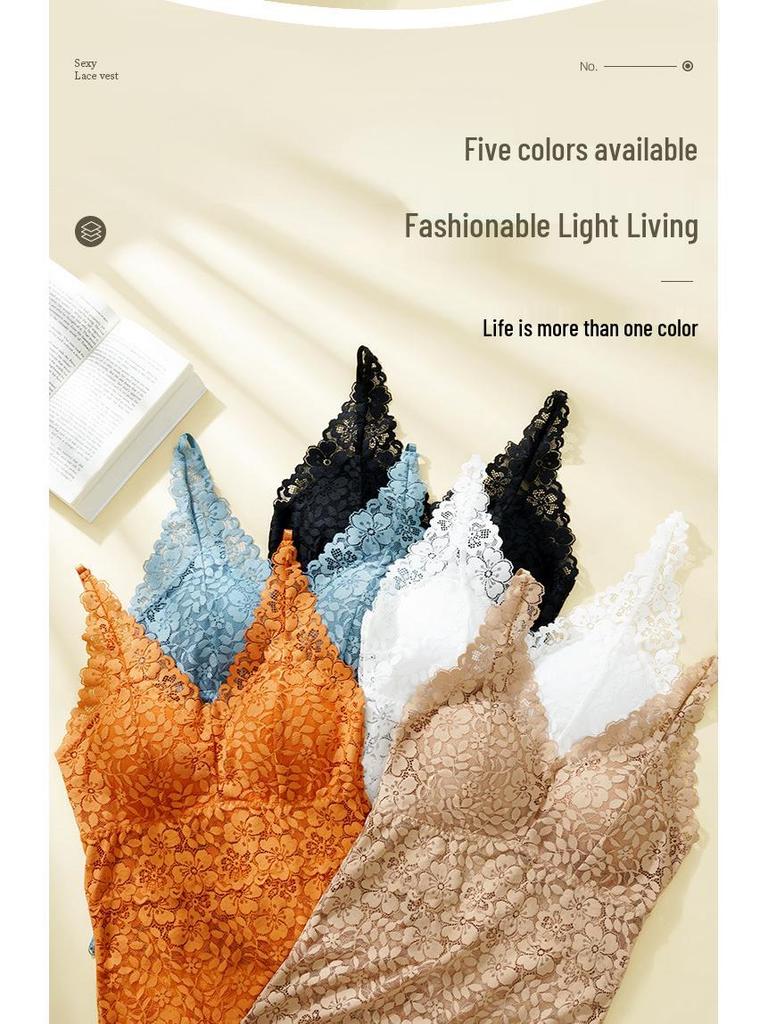 Sommer Svart Blonde Ryggløs Slim Fit Camisole: Kvinners Sexy BH uten spiler