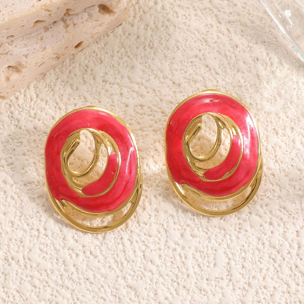 French retro Hong Kong style drip earrings niche fashion design earrings temperament elegant spiral flame earrings