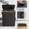 Foldable Bamboo Oxford Cloth Recycling Basket with Lid and Inner Bag