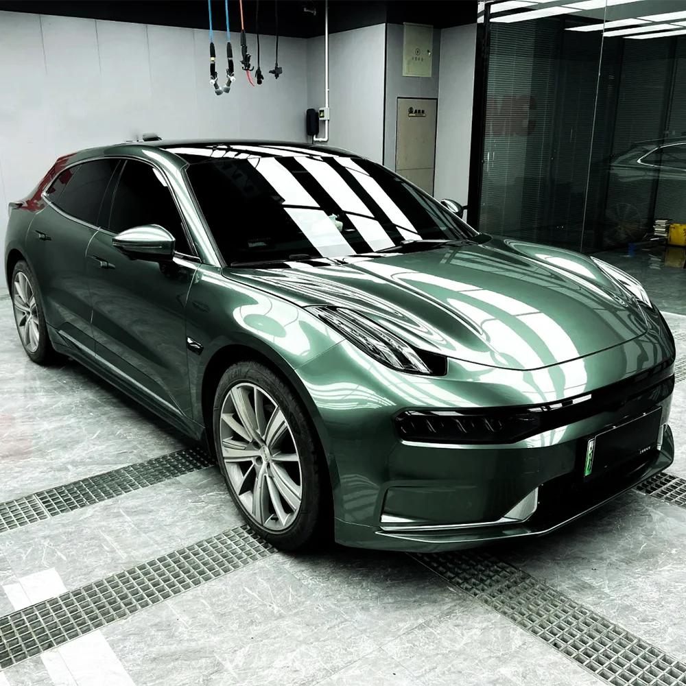 

Liquid Metal Alpine Green Car Sticker Color Change Vinyl Film PET Bubble Free Wrapping Car Accessories Auto Self Adhesive Decals 10x152cm
