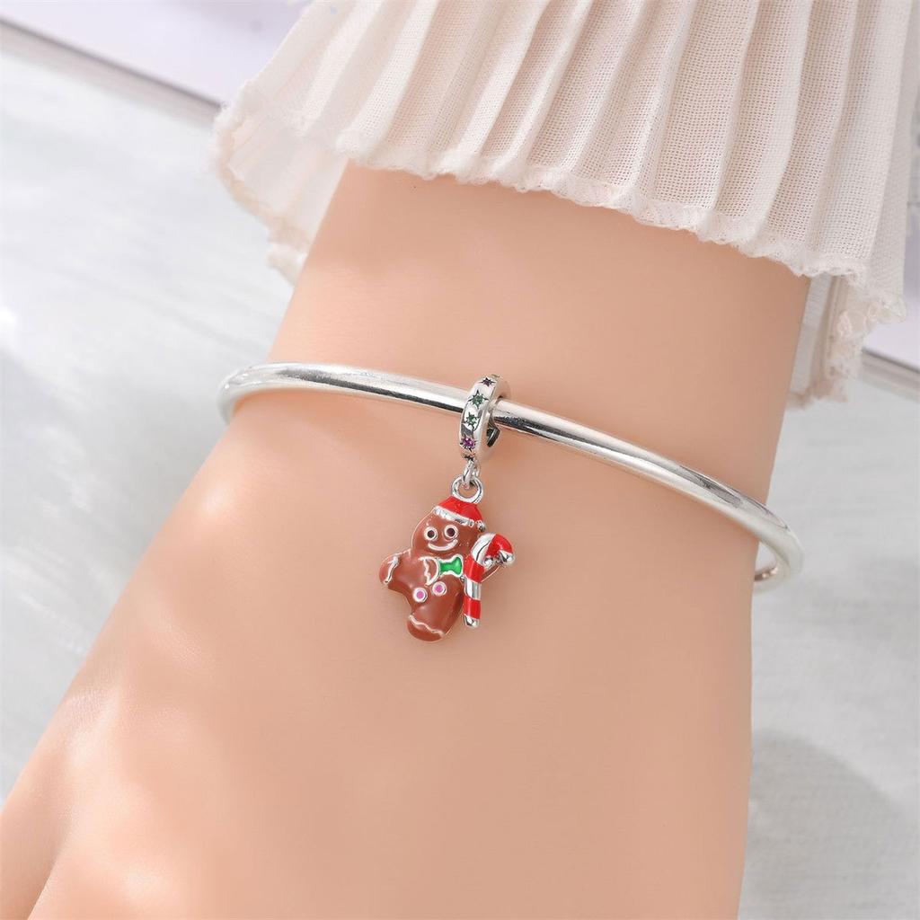Charme Série Halloween Traîneau Homme en Pain d'Épice Pendentif Perle Lâche Perle Lâche Ornement DIY Bracelet Collier Accessoires