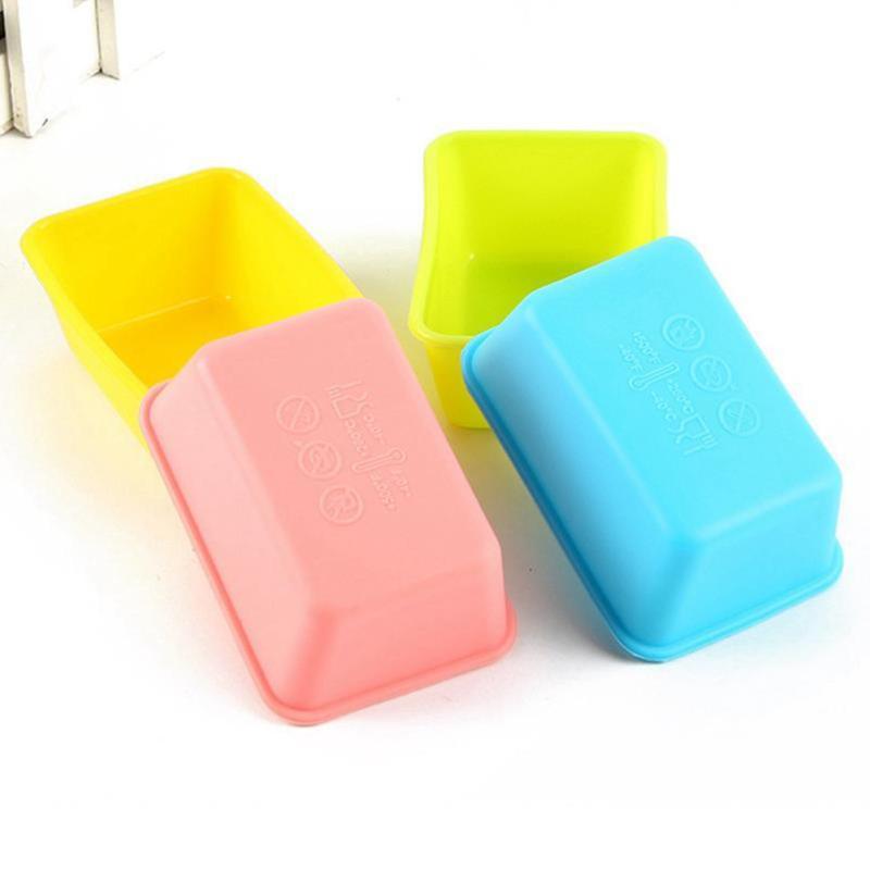 10pcs Silicone Cake  Mold, High Temperature Resistant Rectangular Small Loaf Pan, Toast Muffin