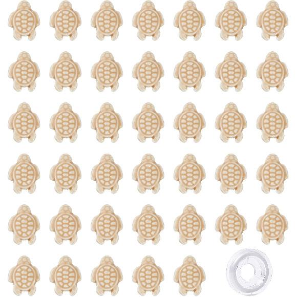 

SUNNYCLUE 1 Box 40Pcs Turtle Beads Bulk Porcelain Tortoise Bead Charms Carved Ocean Animal Spacer Beads Elastic Thread for DIY Jewelry Making 40pcs White Porcelain Tur