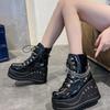 Fashion New Boots for Women Fashion Punk Goth Platform Heels Wedge Women's Boots Casual High Heels Chain Decoration Short Botines Mujer