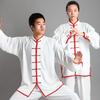 2Pcs/Set Unisex Button Placket Shirt Loose Solid Color Chinese Traditional Tai Chi Suit Kung Fu Wear Men Clothes