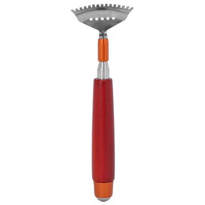 Back Scratcher Telescopic Multifunctional Wooden Handle Stainless Steel Claw Roller Bead Massager
