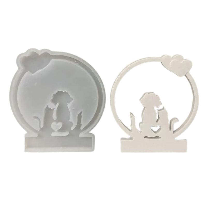 

Silicone Molds Rings Cats Dog Candlestick Molds Insert Candle Holder Molds Ornament Plaster Moulds for Table Decorations
