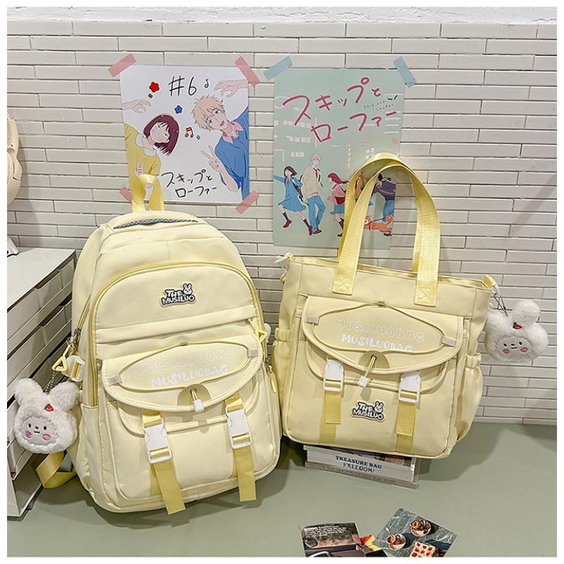 

Летний новый рюкзак высокой ценности в японском и корейском стиле, свежий цветной блок, для девочек, учениц начальной и средней школы, с надписью, на одном/двух плечах One shoulder (29*10*29cm) жёлтый