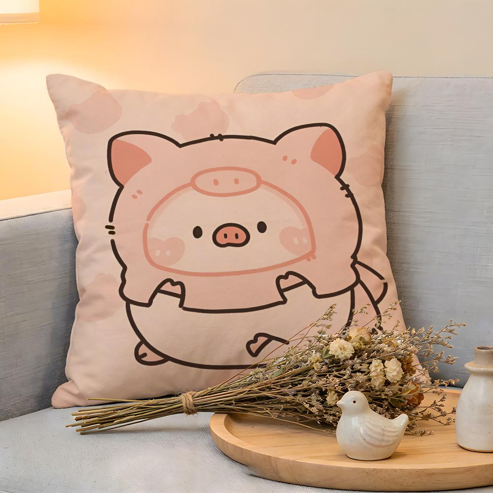 Cushion Cover  Linen  SkinFriendly Soft Decorative Case for Sofa Home Decor Cute Anime Pink Pig Kwaii Cartoon Pillow cover