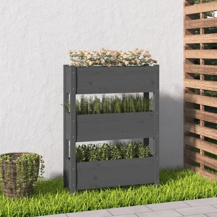 VidaXL Jardinière Gris 77x25x104,5 cm Bois massif de pin 823936