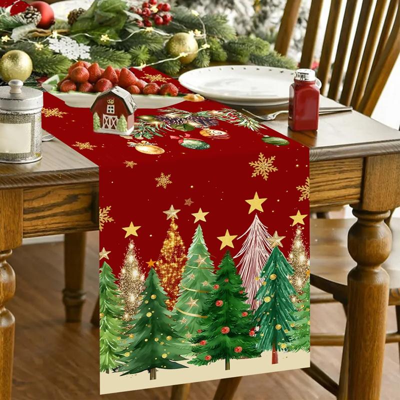 Christmas Tree Table Runner Christmas Decorations for Home 2026 Xmas Party Table Decor Navidad Gifts New Year 2026 Table Cover