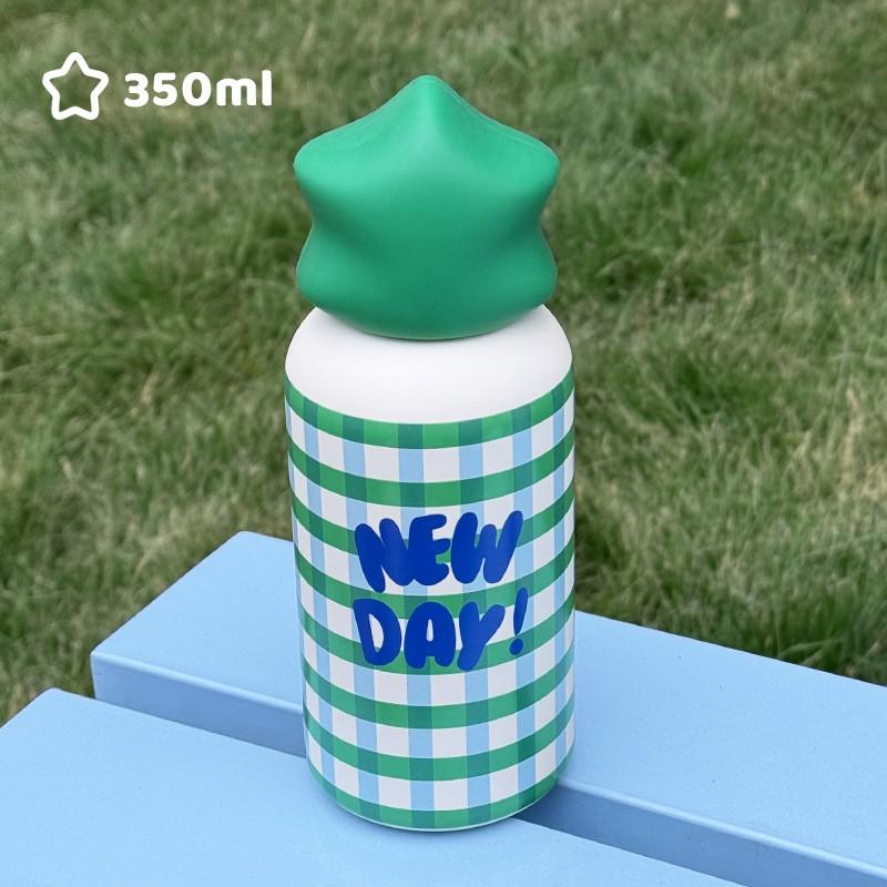 350ml Stainless Steel Vacuum Insulated Travel Mug With Star Print Portable Outdoor Sports Daily Use