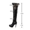 PU Soft Leather Over Knee High Heels Boots Platform Warm Woman 's Winter Long Boots Zapatos Mujer Black White Party Fetish Shoes