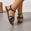 Fashion Fashion Plus Size Sandals Summer New Round Toe Open Toe Fabric Cross Strap Soft Sole Non-Slip Wear-Resistant Flats