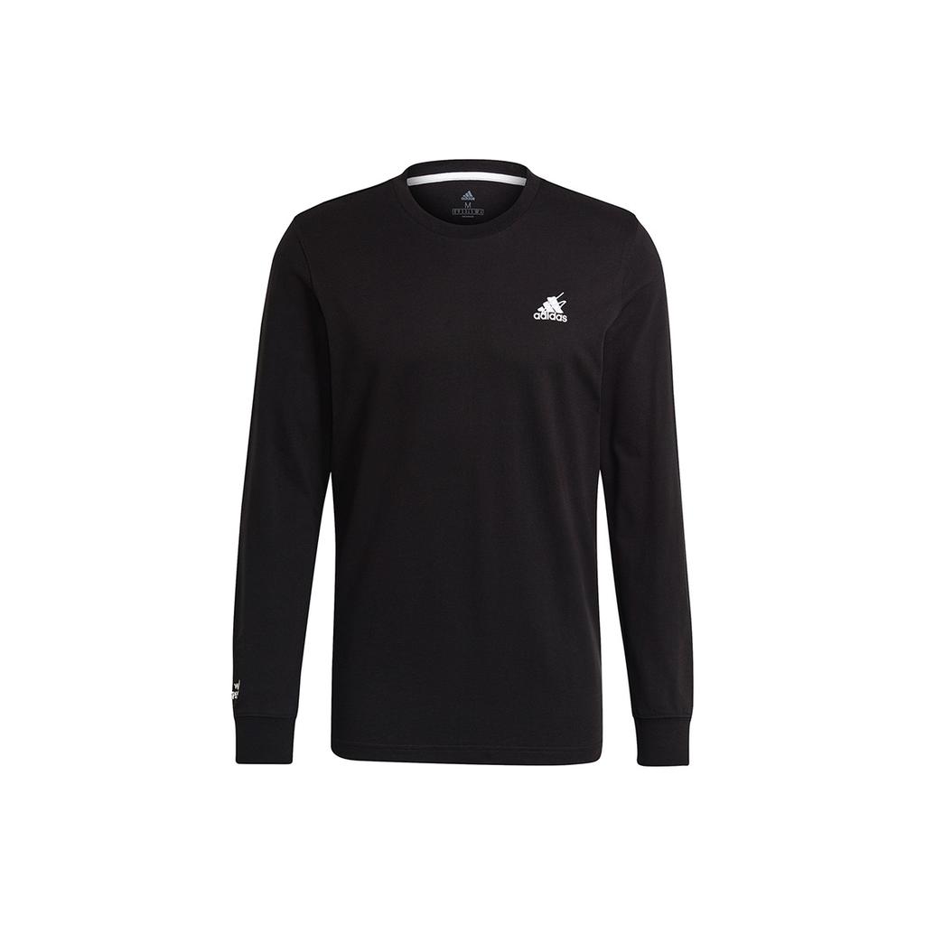 Adidas Scribble Graphic Long Sleeve T-Shirt With Full Back Logo Men Tops Black GN6853