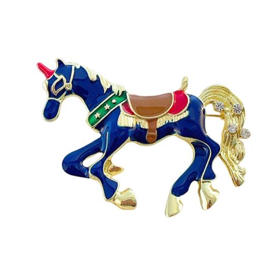 Broșă Pietre Strălucitoare Colorate Încrustate Design Cal Broșă Ac Insignă Rever Guler Costum Accesoriu Elegant