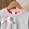 Girls' Toddler Outfit Children's Clothing Autumn New Korean Version 3D Bow Long Sleeve Sweatshirt Casual Long Pants