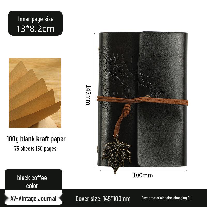 Maple Leaf Retro Loose-Leaf Notebook with Customizable Logo and Skin-Feel Cover