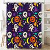 Halloween-themed Shower Curtain with Spooky Designs Featuring Pumpkins, Ghosts, Witches Hats Candy! 100% Waterproof Fabric Suita