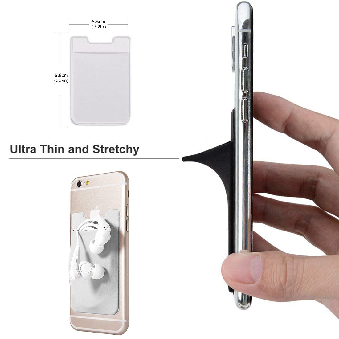 Stealodeal White Multipurpose Adhesive Phone Jacket Card & Earphone Mobile Holder 0 белый