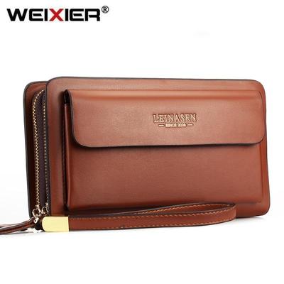 Herren-Geldbörsen mit Münzfach, Reißverschluss, Doppelreißverschluss, lange Herren-Geldbörse, große Herren-Geldbörse, Münz-Clutch, schwarze Business-Geldbörse